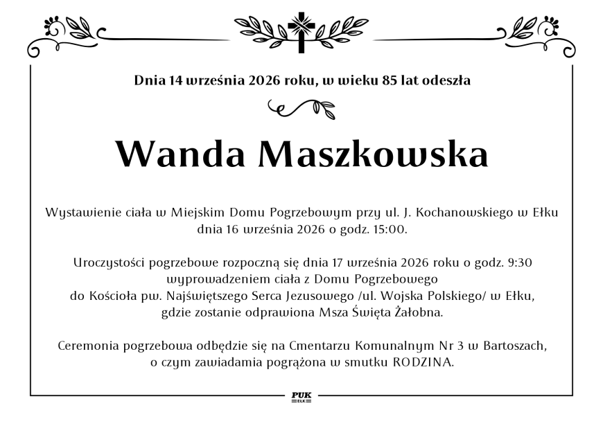 Wanda Maszkowska - nekrolog